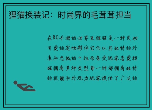 狸猫换装记：时尚界的毛茸茸担当